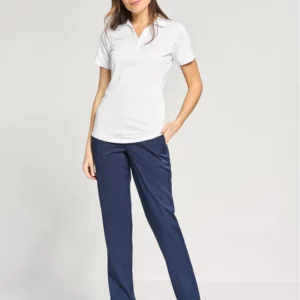 Womens Diamond Jacquard Polo – White