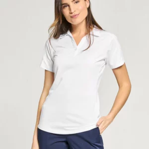 Womens Diamond Jacquard Polo – White