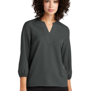 Mercer+Mettle Womens Stretch Crepe 3/4-Sleeve Blouse