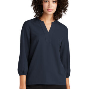 Mercer+Mettle Womens Stretch Crepe 3/4-Sleeve Blouse