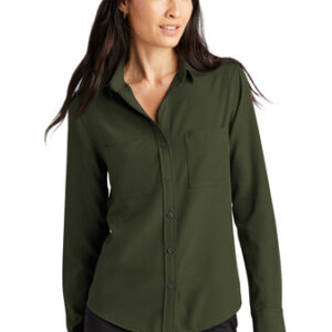 Mercer+Mettle Womens Stretch Crepe Long Sleeve Camp Blouse