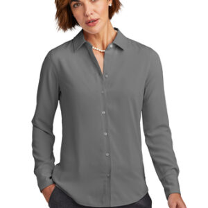 Brooks Brothers Womens Full-Button Satin Blouse