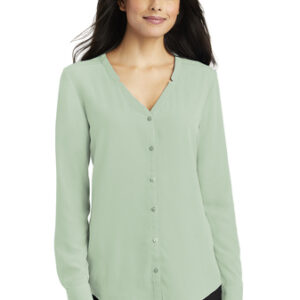 PA Womens Long Sleeve Button-Front Blouse